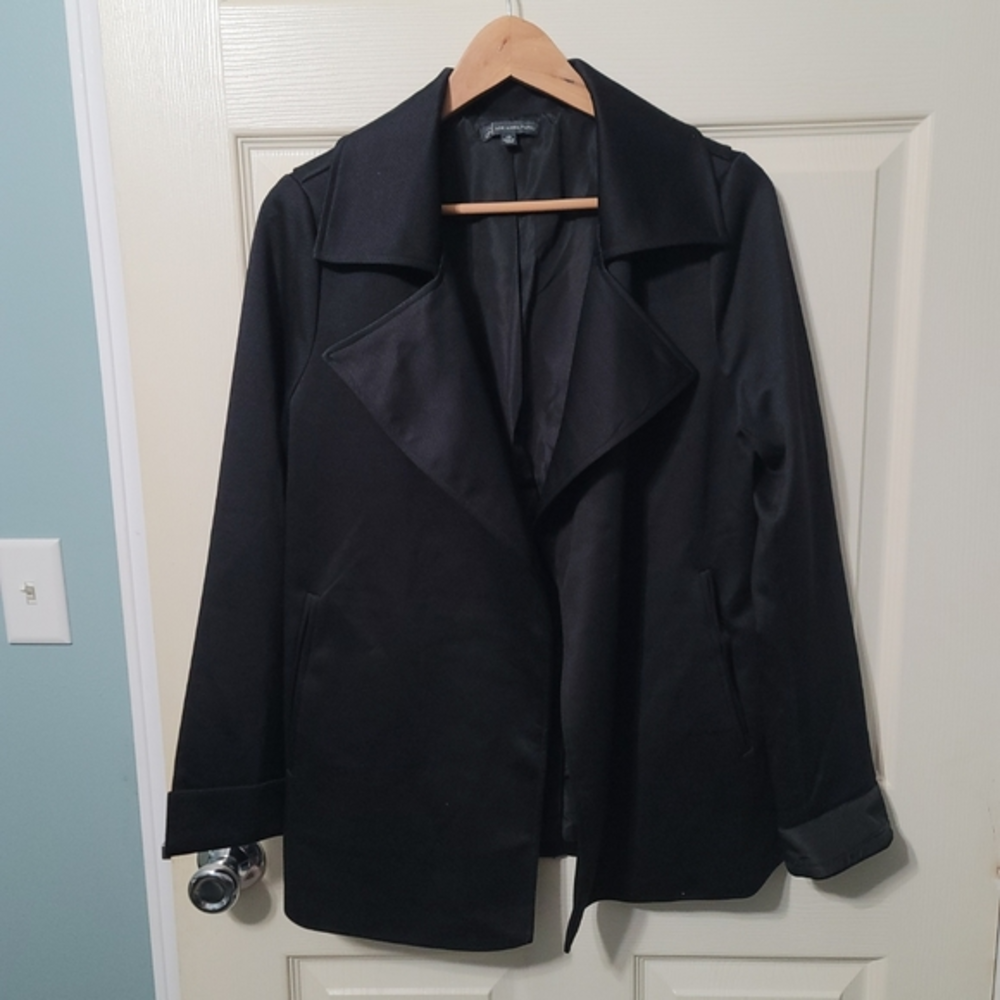 Adrianna Papell Jacket Women XS Black Open Front Blazer Business‎ Casual Jacket